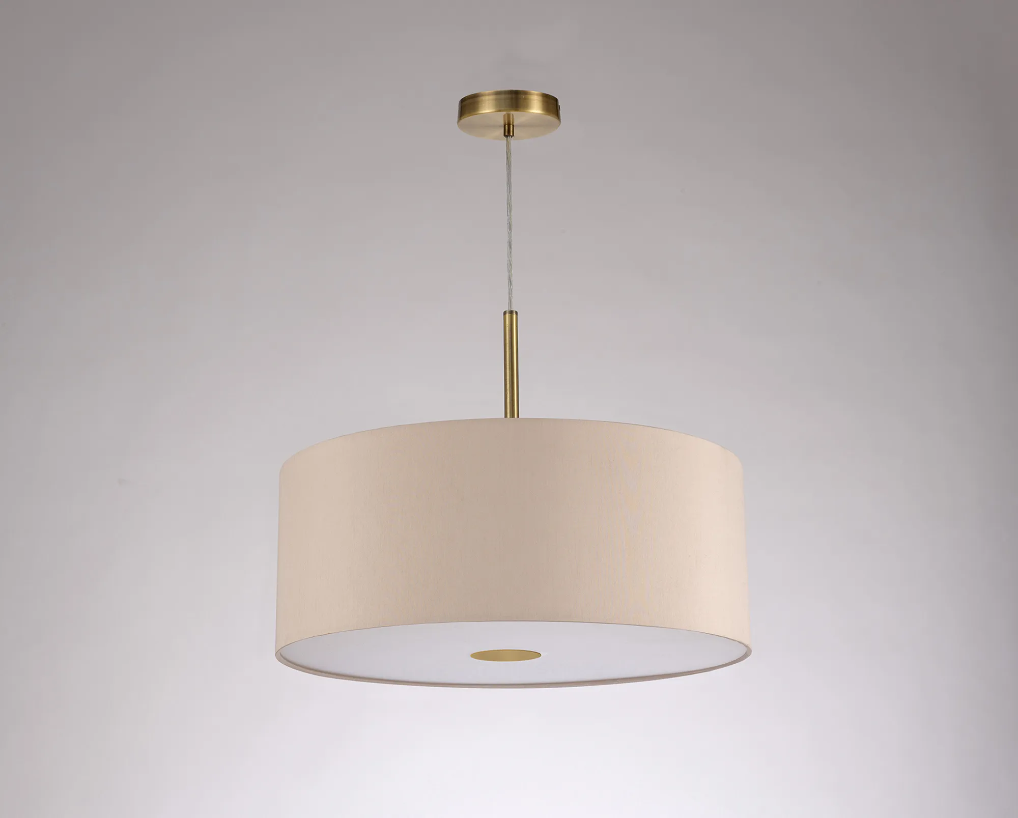 Baymont 50cm Pendant 1 Light Antique Brass, Nude Beige/Moonlight, Frosted Diffuser DK0224  Deco Baymont AB NU